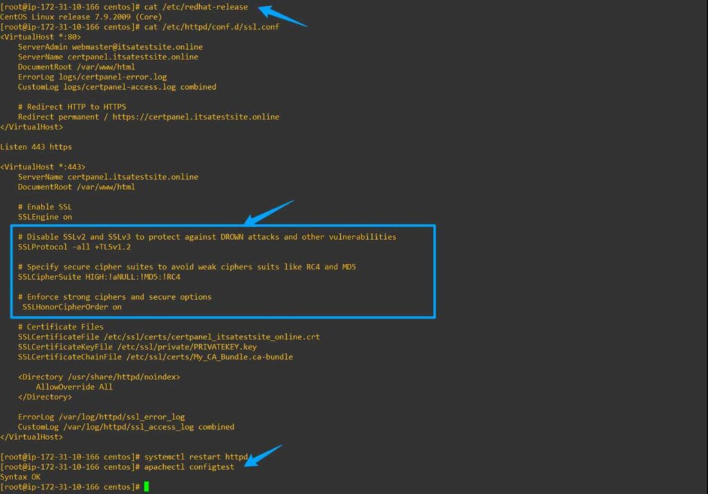 A screenshot of an Apache server showing the elements required to disable SSlv2